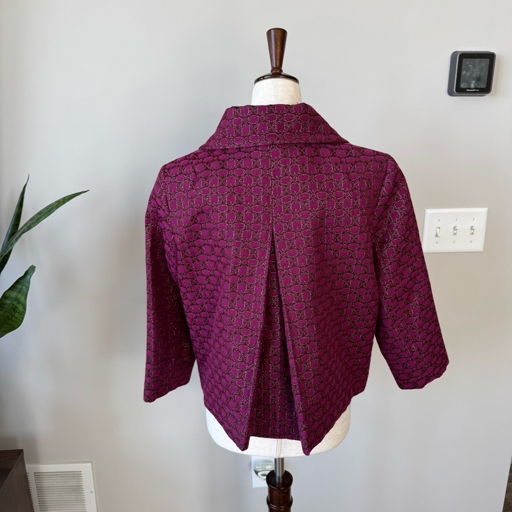 Isaac Mizrahi for Target 60s Style Elegant Pink w/Metallic Cropped Sleeve Jacket - Picture 4 of 7